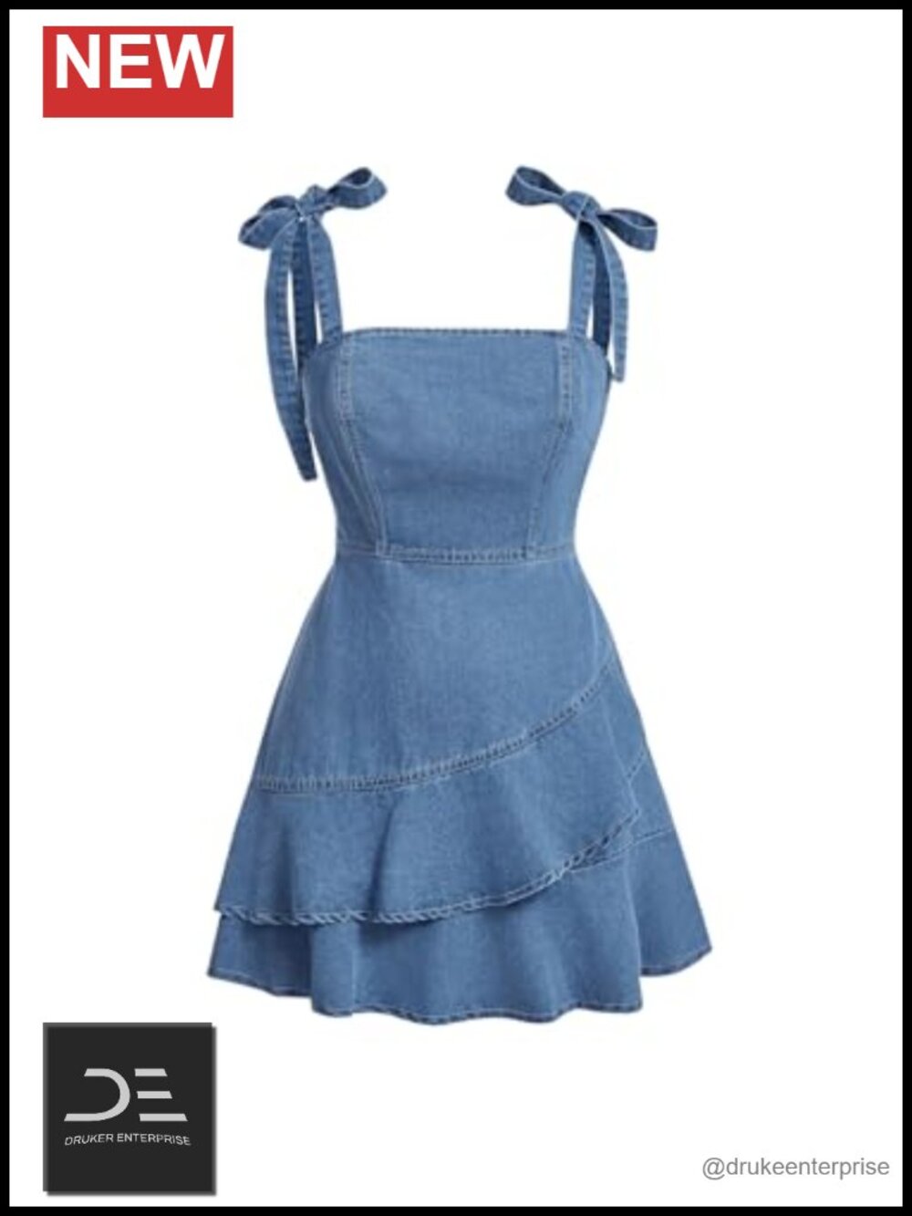 SHENHE Women's Tie Shoulder Sleeveless Denim Mini Dress